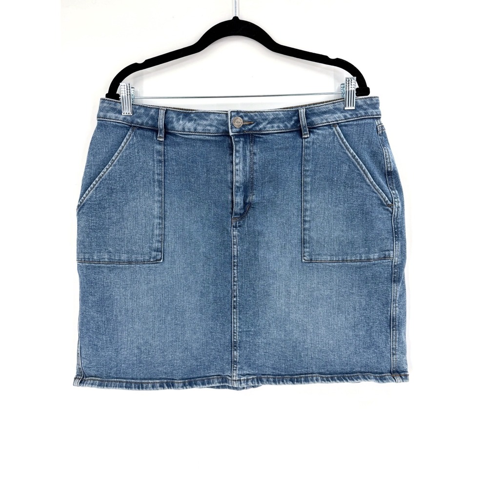 Loft Denim Skirt Womens 12 Blue Patch Pocket Mini Casual Utility SP21 70308